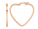 14K Rose-Pink Gold Heart Hoop Earrings